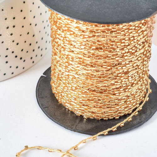 Cordon perles dorées nylon 1,5~3mm, création bijoux, fil couture broderie, x1 mètre g7476