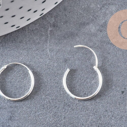 Créoles fine argent 925 massif 14mm, x2 (g5412)
