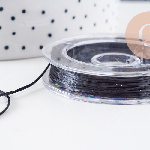 Bobine fil élastique nylon noir 0.8mm, x1 bobine de 10 mètres (g10084)
