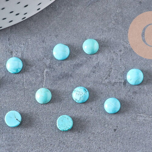 Cabochon rond howlite naturelle turquoise 6mm, x1 (g5055)