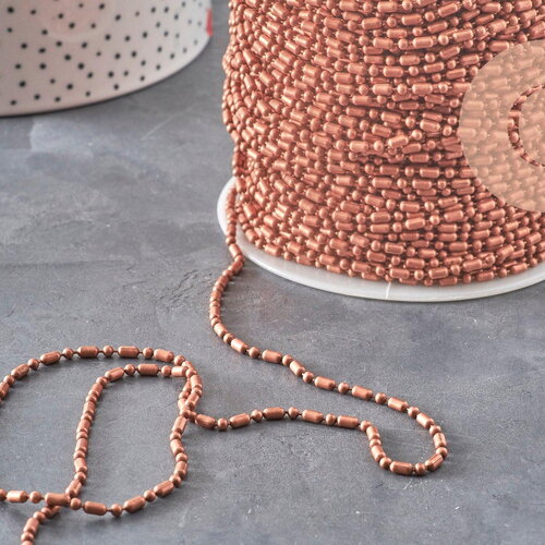 Chaine boule bambou cuivrée,chaine cuivre,chaine bijou, création bijoux,chaine boule,sans nickel,2.5mm,5 mètres g0731
