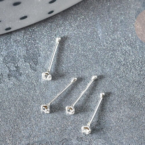 Piercing clou argent 925 massif strass avec boule d'arret 1.8mm, x1 (g7601)