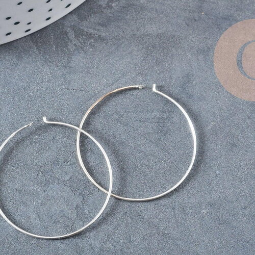 Boucles créoles fine argent massif 925 30mm, x2 (g8783)
