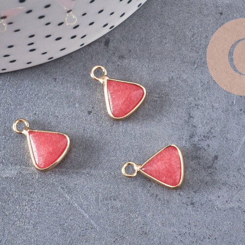 Pendentif triangle jade rouge pendentif bijoux, pendentif pierre,pierre naturelle, jade naturel,16mm, x1 (g0051)