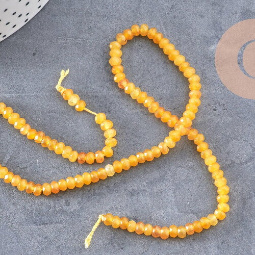 Perle abacus jade naturel teinté jaune facetté 4x2mm, x1 fil 36cm (g1710)