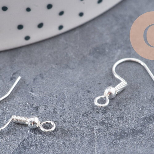 Support boucle crochet acier 304 inoxydable argent 925 22mm, x10 (g10863)