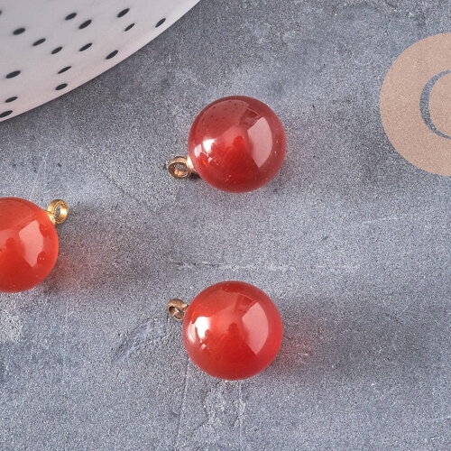 Pendentif goutte rond cornaline, support doré, création bijoux pierre naturelle, pendentif pierre naturelle, 14mm, x1, g4567