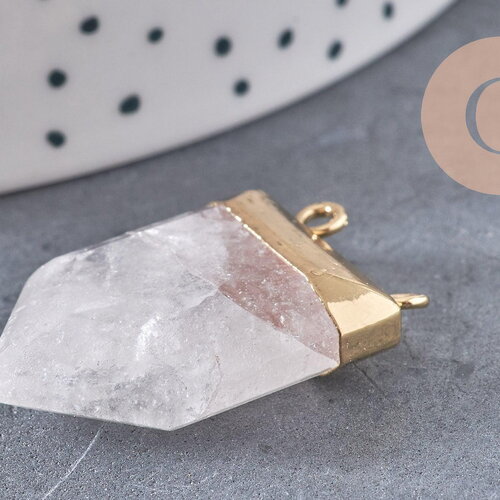 Pendentif cristal hexagone, pendentif bijoux,pendentif pierre,quartz transparent naturel,28mm x1 (g2485)