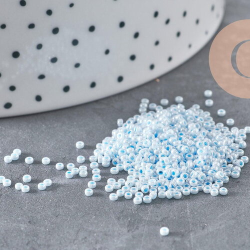 Perles rocailles miyuki bleu ciel, perle rocaille japonaise aqua lined white pearl ,perle rocaille perlage,15/0, 1.5mm, sachet 10g (g3951)