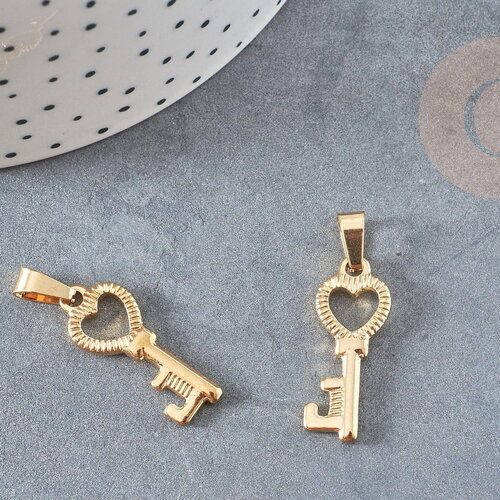 Breloque clef acier 304 inoxydable doré 27mm, cadenas bijoux pour création bijouxacier inoxydable, x1 g3076