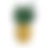 Ecusson brodé à repasser ananas jaune vert doré customisation vêtement, écusson thermocollant,patch écusson brodé,28cm, l'unité,g2863