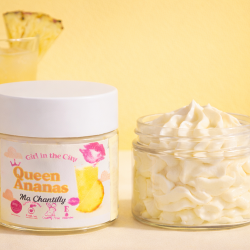 Beurre corporel fouetté – chantilly de karité à l’ananas 65 ml– soin naturel corps et cheveux –