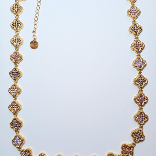 Collier fleurs roses acier inoxydable tour de cou doré fleurs roses |  bijou femme - idée cadeau