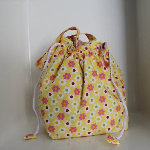 Set zéro déchet "routine beauté" : pochon, trousse & 22 lingettes lavables (motif fleuri jaune)