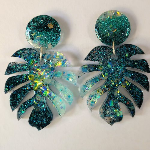 Boucles monstera  vertes paillettes