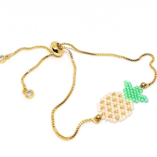 Bracelet doré, ananas en perles miyuki
