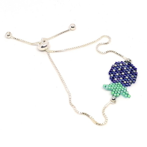 Bracelet argenté, ananas en perles miyuki - collection
