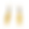 Boucles d'oreilles pendantes - estampe dorée- perle carrée noire 8cm