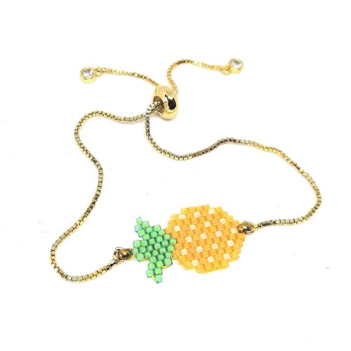 Bracelet doré, ananas en perles miyuki - collection déesses et nymphes