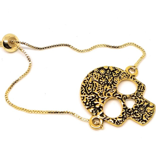 Bracelet réglable doré crâne mexicain - collection gold phénix