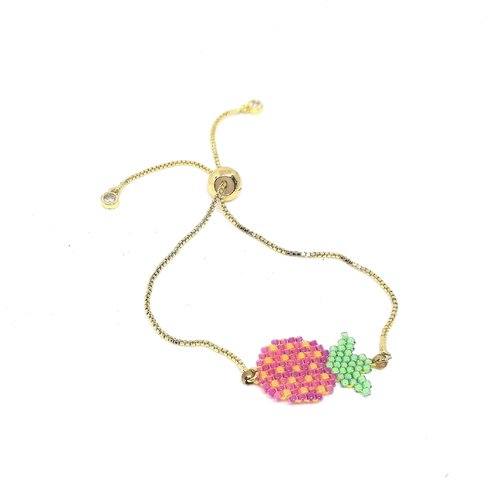Bracelet doré, ananas en perles miyuki