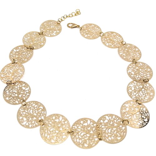 Collier doré -estampe ronde symbole arbre de vie