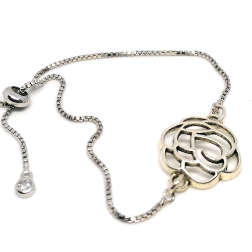 Bracelet argenté rose- attache coulissante et strass - collection gold phénix