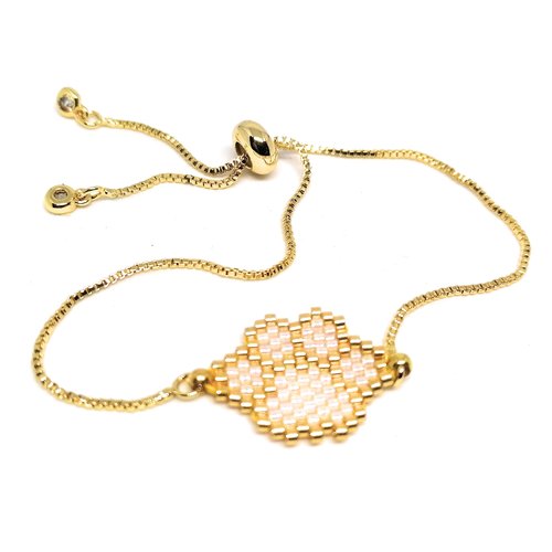 Bracelet doré, empreinte de patte en perles miyuki