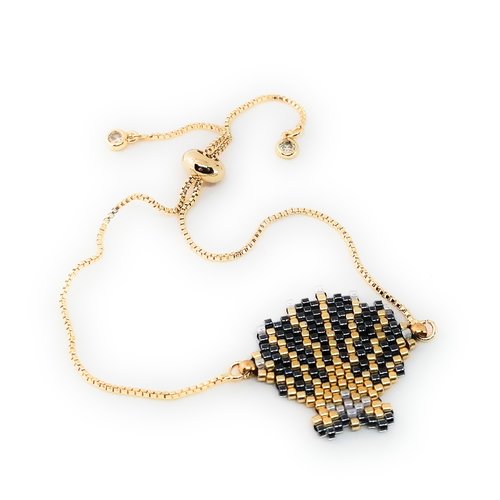Bracelet doré tissage coquillage en perles miyuki