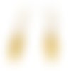 Boucles d'oreilles pendantes dorées - estampe ovale strass - perle nacrée 10cm