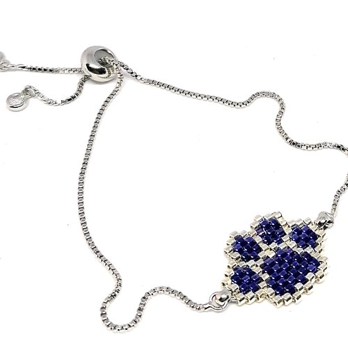 Bracelet argenté, empreinte de patte en perles miyuki