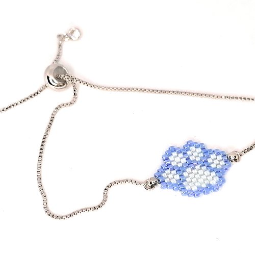 Bracelet argenté, empreinte de patte en perles miyuki