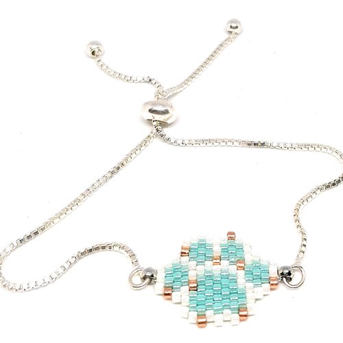 Bracelet argenté, empreinte de patte en perles miyuki
