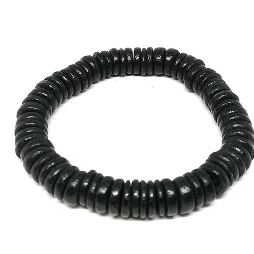 Bracelet élastique pour homme en perles de noix de coco
