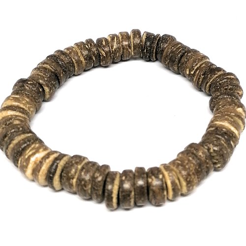 Bracelet élastique pour homme en perles de noix de coco
