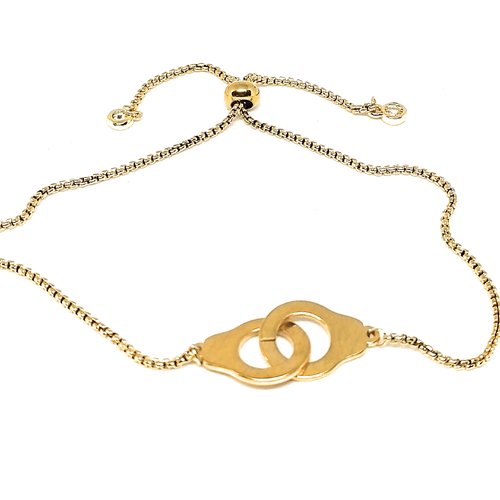 Bracelet doré menotte - attache coulissante et strass - collection gold phénix