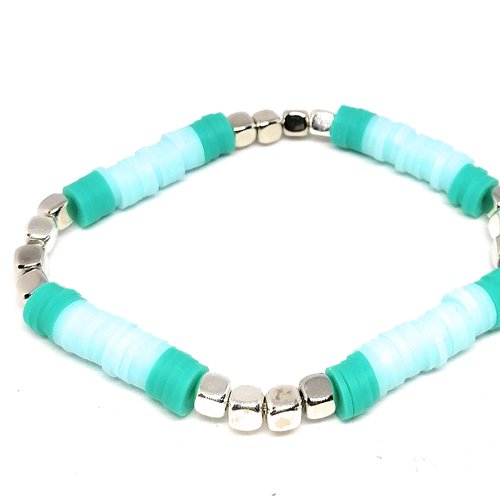 Bracelet élastique en perles plate d'argile