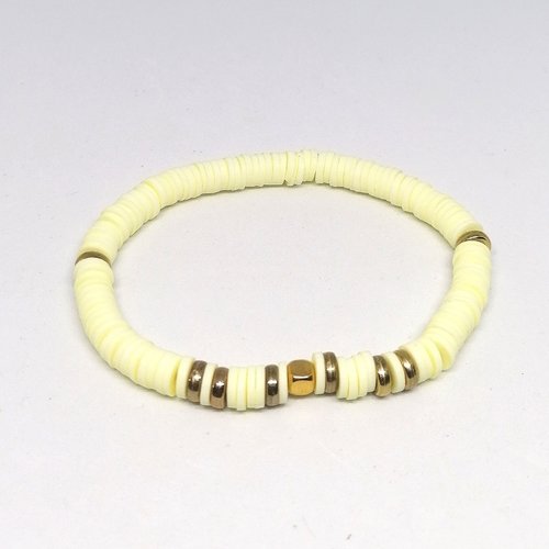 Bracelet élastique en perles plate d'argile