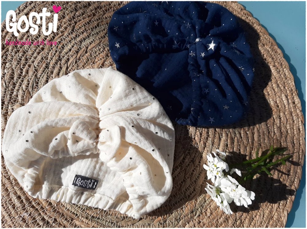 Turban bébé à nœud en coton double gaze bio adorable cadeau de naissance -  Un grand marché