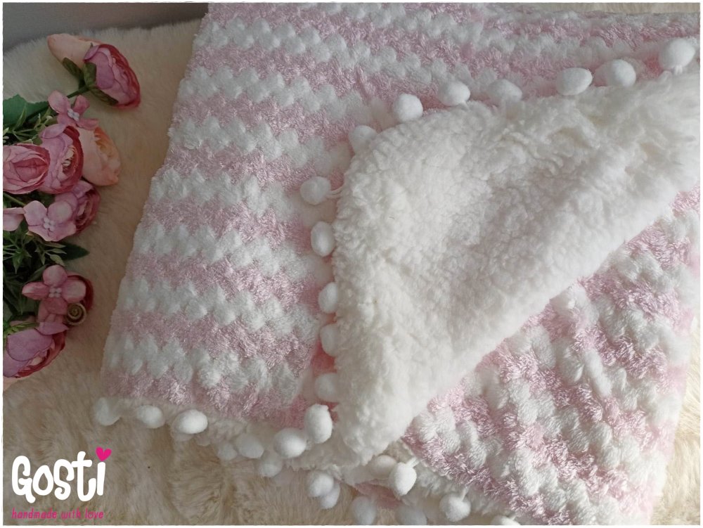 Couverture bébé tricotée ultra-douce 100% coton POINTS