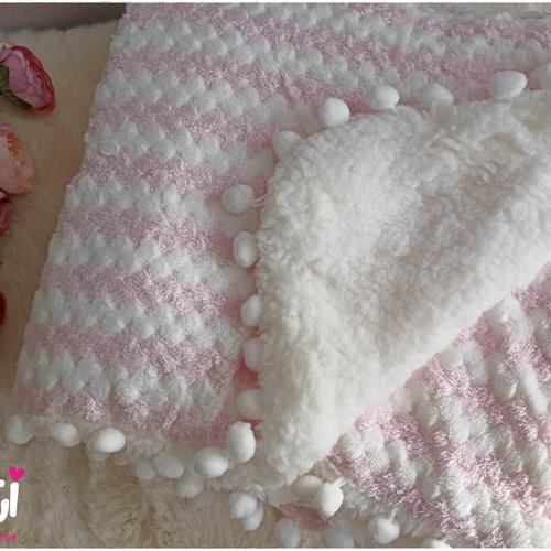 Couverture bébé douce et moelleuse tricotée main avec laine spéciale bb  fait main - Un grand marché