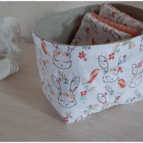 Panier De Rangement Molletonne En Tissu Coton Imprime Rangement Chambre D Enfants Bebe Couches Lingettes Un Grand Marche