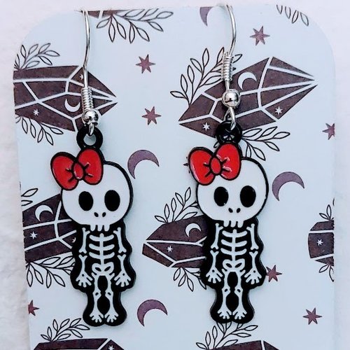 Boucles d'oreilles gothique skull rose