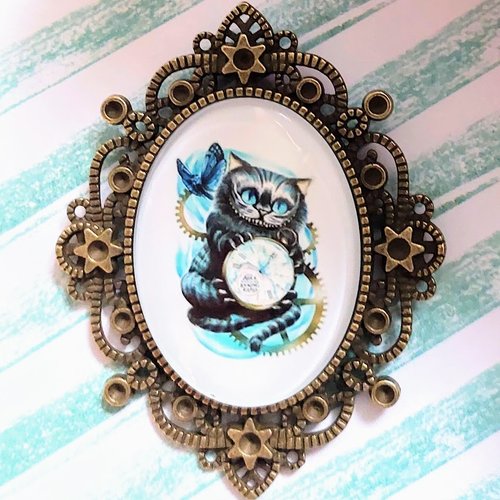 Broche alice chat du cheshire halloween rockabilly pin up