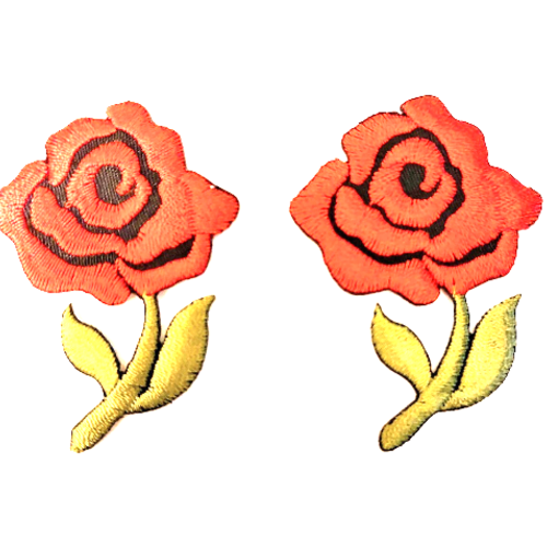 Patch ecusson fleurs roses rouge pin up x2 thermocollant brodé customisation