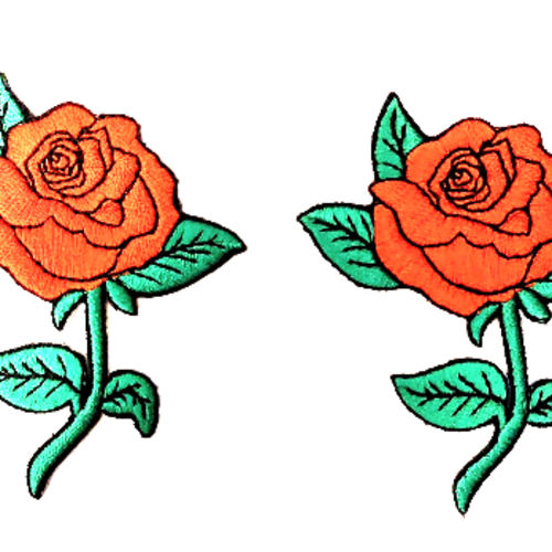 Patch ecusson fleurs roses rouge pin up x2 thermocollant customisation
