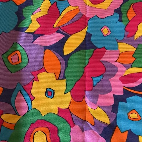 Tissu coton multicolore fleurs, coupon - 60x70 cm