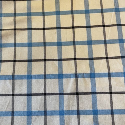 Grand tissu coton carreaux bleu blanc, coupon - 155 cm x 155 cm