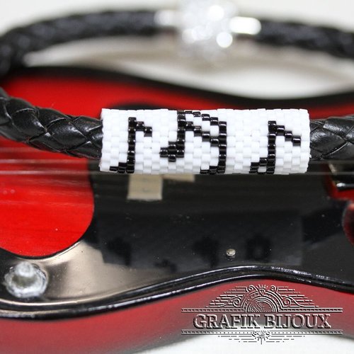 Bracelet simili cuir et miyuki avec fermoir magnétique