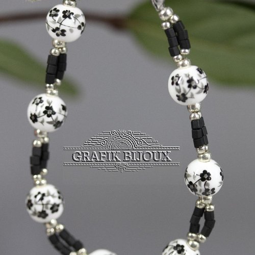 Bracelet avec perles en verre miyuki, céramique et acier inoxydable